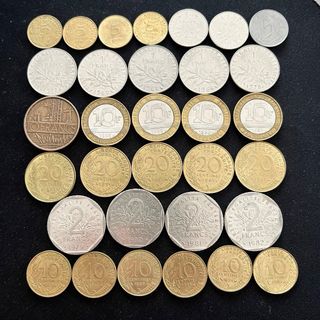 Lote 32 monedas vintage Francia 1960-1990