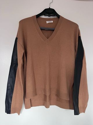 Jersey LE COEUR marrón con mangas negras Talla XS