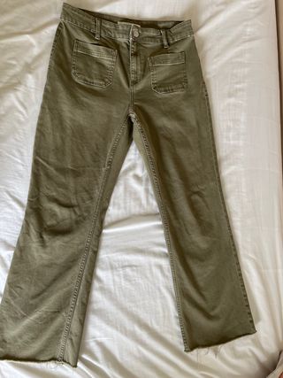 Pantalón Mango Talla 38 Verde Oliva, como nuevos