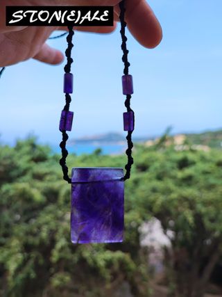 collana in macrame con ametista