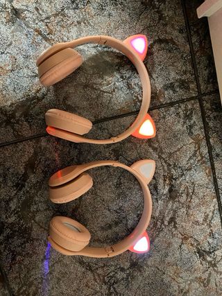 Audífonos Kawaii Orejas Gato LED Rosa