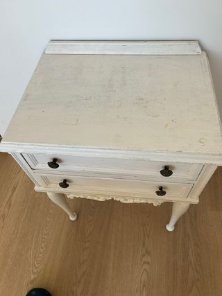Mesita Noche Vintage Madera Blanca