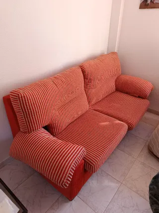 Sofá de 2 y 3 plazas rojo y blanco