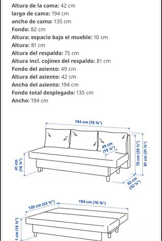 Sofá Cama 3 Plazas Gris