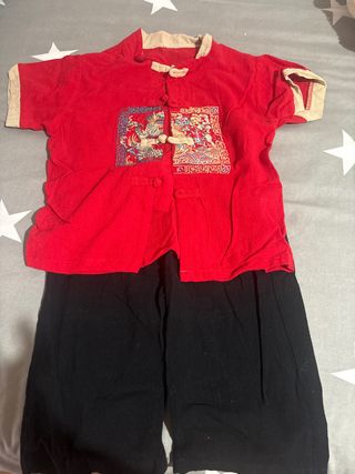 Disfraz chino rojo y negro