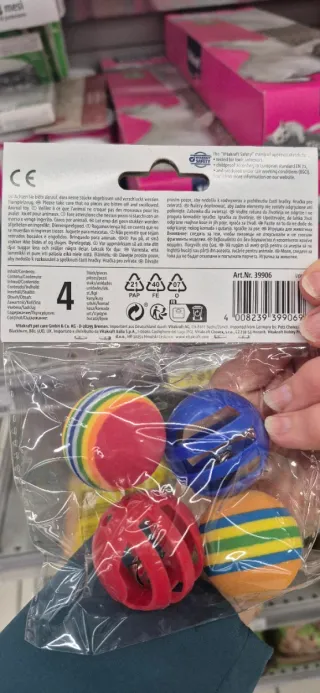 4 Palline Gioco Gatto Colorate