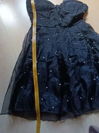 Nuevo. Vestido Fiesta Negro Perlas Talla XL