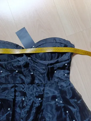Nuevo. Vestido Fiesta Negro Perlas Talla XL