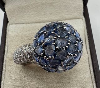 Anillo Oro 18kt Zafiros y Diamantes