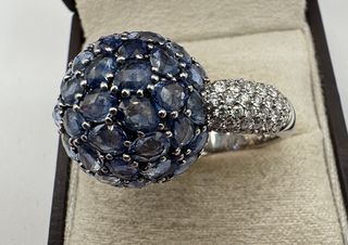 Anillo Oro 18kt Zafiros y Diamantes