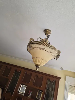 Dos Lámparas colgante vintage cristal y metal