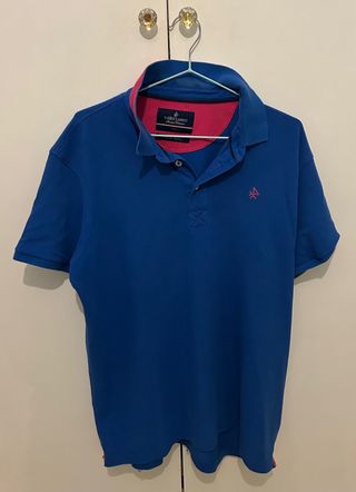 Polo Valecuatro Azul y Rosa Talla XL