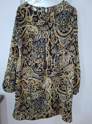 Mini abito manica lunga nero e oro