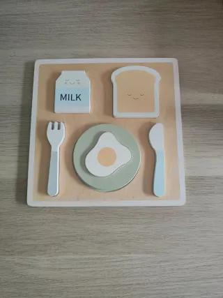 Puzzle siluetas madera comida