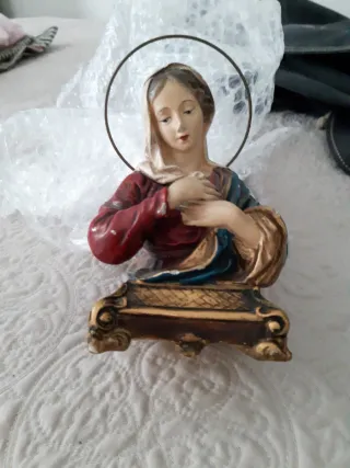 Virgen Escayola Vintage 14cm con Defectos