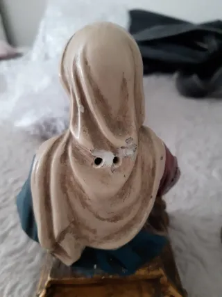 Virgen Escayola Vintage 14cm con Defectos