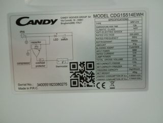 Nevera Candy Blanca CDG1S514EWH