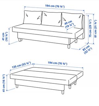 Sofá Cama Ikea Gris 3 Plazas