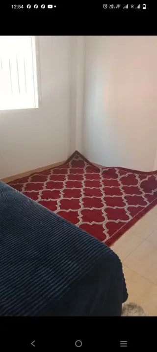 Alfombra roja con diseño blanco Medidas 2X2,90