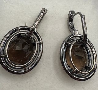 Pendientes Oro 18 kt diamantes champagne y cuarzos