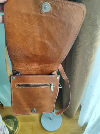 Bolso bandolera piel marrón