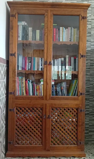 Alacena estilo mexicano madera y cristal