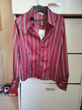 Camisa Carmela Rosso Rayas Rojas Talla M