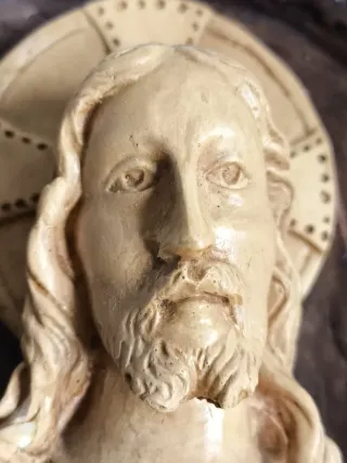 ANTIGUA IMAGEN CRISTO SAGRADO CORAZÓN "REINARE"