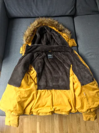 Abrigo plumas Zara Amarillo con forro