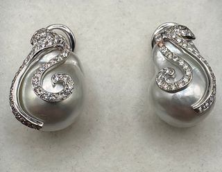 Pendientes oro 18 kt perlas y diamantes