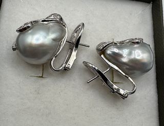 Pendientes oro 18 kt perlas y diamantes