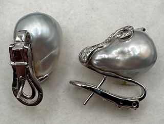 Pendientes oro 18 kt perlas y diamantes