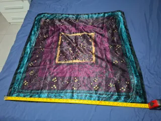 Foulard Vintage 90x90 Viola Turchese Oro