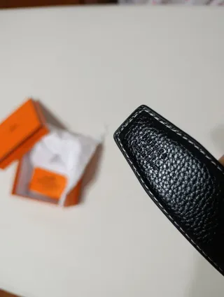 Cinturón Hermès Negro y Plateado