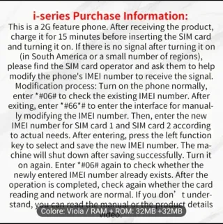 Mini Telefono 2G Viola 32GB