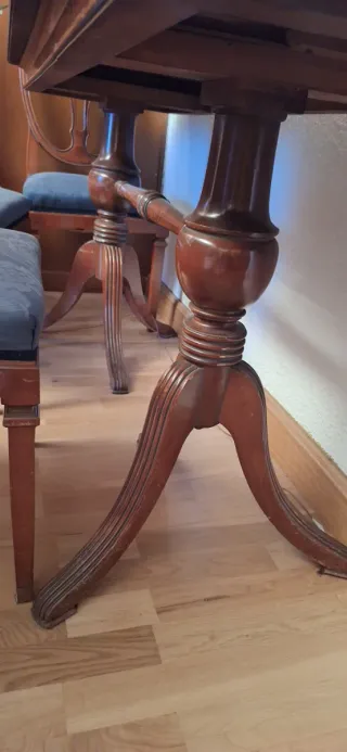 Mesa comedor madera y 6 sillas tapizadas