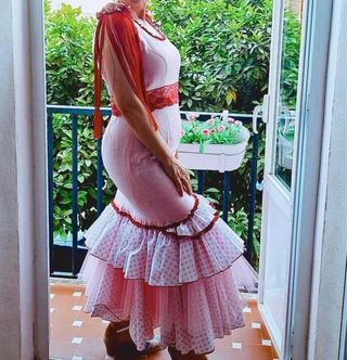 Abito flamenca rosa e rosso