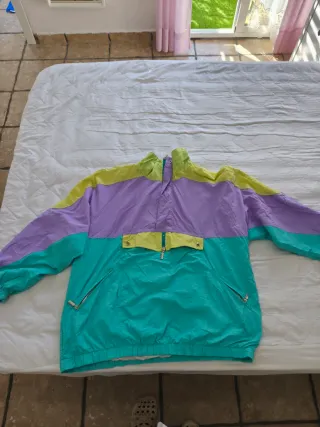 Sudadera Vintage Mujer XL Morado Turquesa Amarillo