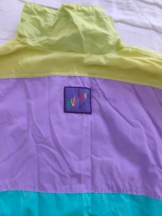 Sudadera Vintage Mujer XL Morado Turquesa Amarillo