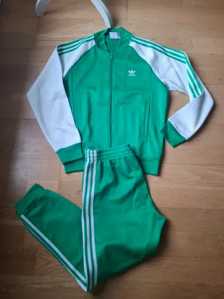 Chándal tipo Vintage Adidas Verde y Blanco Talla M