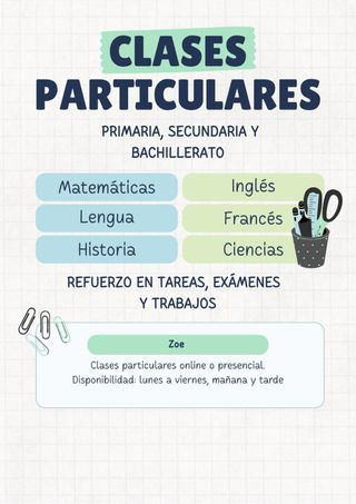 Clases particulares de primaria, secundaria y bach