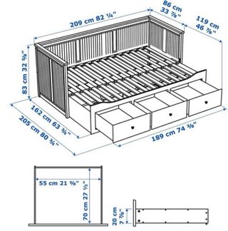Hermosa Cama diván extensible 90-150 con cajones