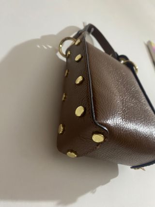 Borsa vera pelle marrone con ape oro made in italy