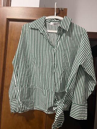 Camisa Rayas Verde y Blanca