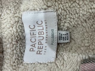 Chaqueta cuadros beige y rosa