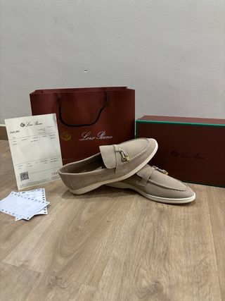 Mocasines Loro Piana Beige/Oro