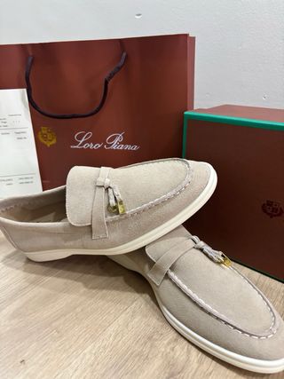 Mocasines Loro Piana Beige/Oro