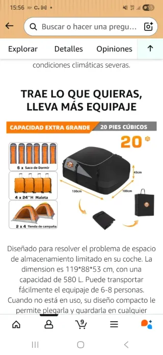 Cofre de techo plegable 566L