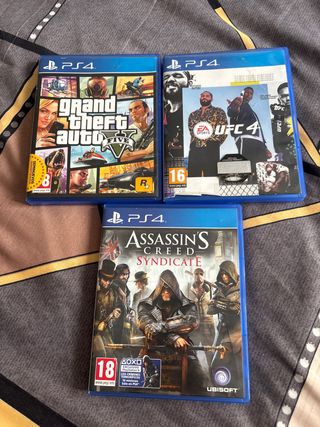 LOTE 3 JUEGOS:UFC4,GTA5 y assasins creed syndicate