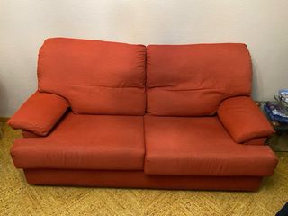 2 Sofás de tela naranja/rojo